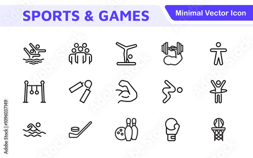 Sports Icon Set. A dynamic collection of vibrant icons representing various sports and activities, perfect for enhancing apps, websites, and marketing materials.