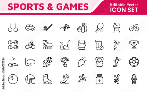 Sports Icon Set. A dynamic collection of vibrant icons representing various sports and activities, perfect for enhancing apps, websites, and marketing materials.