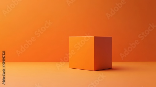 A box is sitting on a bright orange background