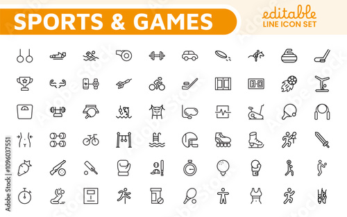 Sports Icon Set. A dynamic collection of vibrant icons representing various sports and activities, perfect for enhancing apps, websites, and marketing materials.