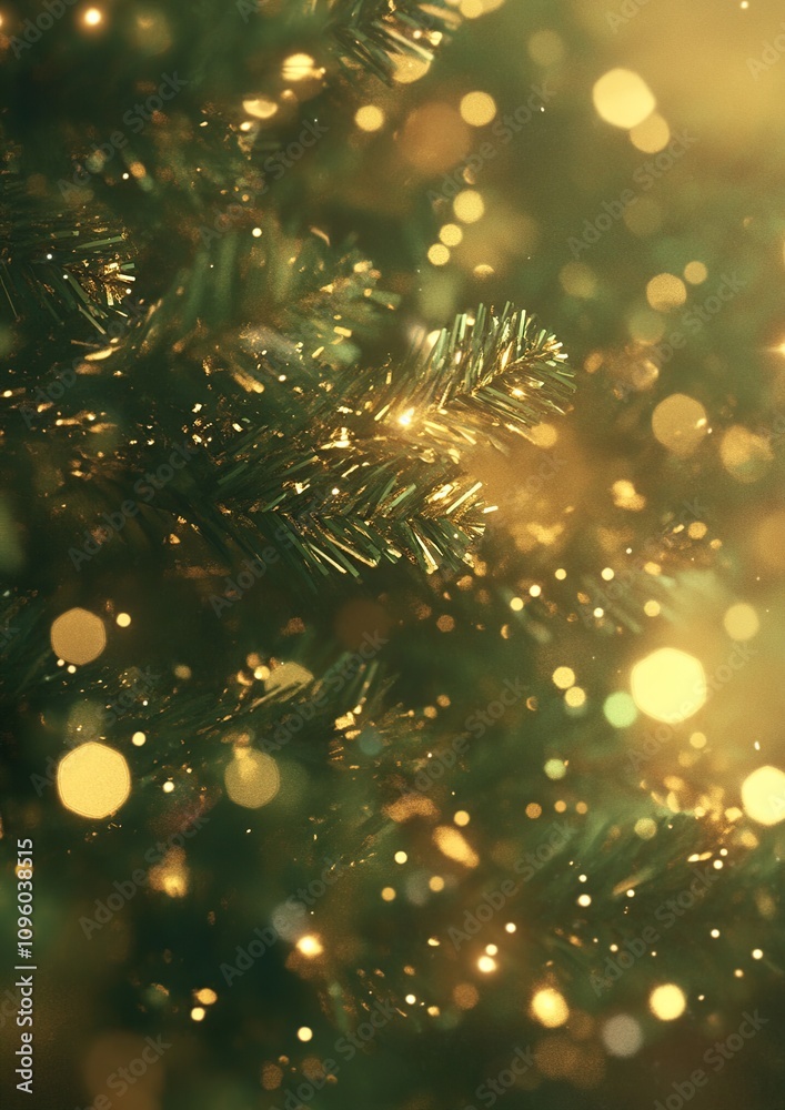 Christmas tree with bokeh lights. Christmas background