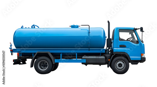 Bright Blue Water Tanker Truck on a White Background for Transportation and Logistics