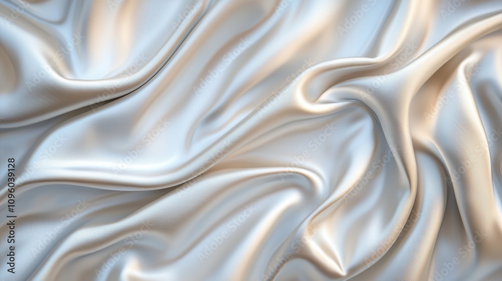 Fototapeta premium Elegant, flowing fabric with a smooth texture and subtle sheen, showcasing soft folds and graceful drapery.