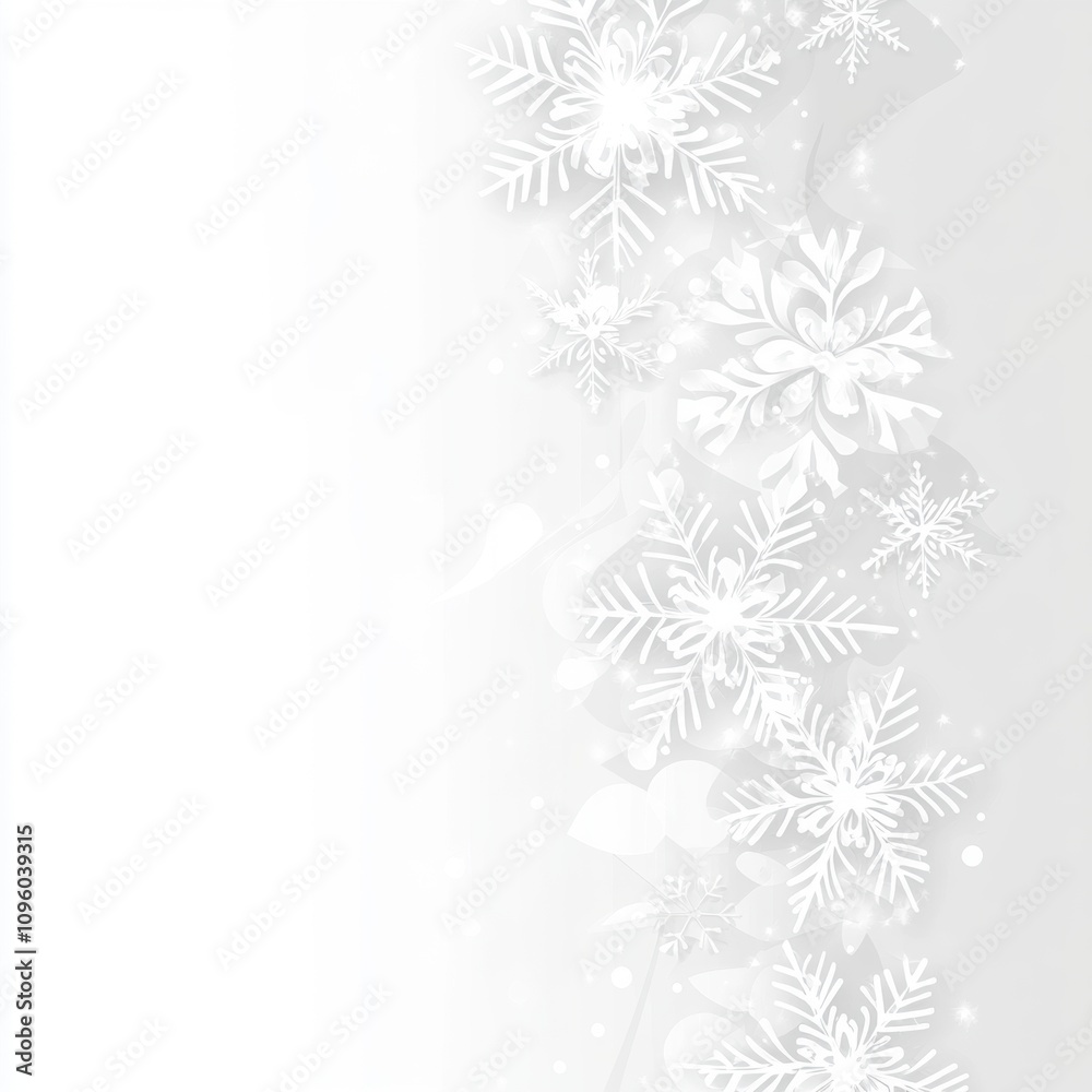 Delicate and Elegant Snowflakes on a Soft White Background, Perfect for Winter Themes, Holiday Decorations, and Seasonal Designs for Various Creative Projects