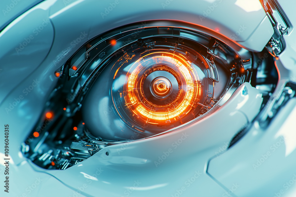 futuristic cyborg ai holographic eyes, technology concept futuristic cyborg ai holographic eyes, technology concept