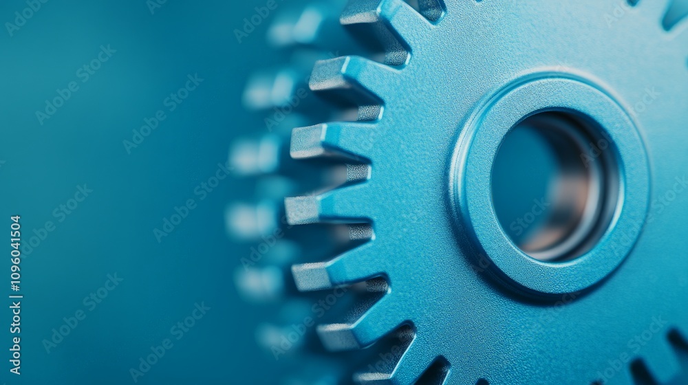 Blue Metal Gears: Close-up of two interlocking blue metal gears against a teal background, symbolizing precision, engineering, and the seamless workings of a complex system. Blue Metal Gears: Close-up of two interlocking blue metal gears against a teal background, symbolizing precision, engineering, and the seamless workings of a complex system.