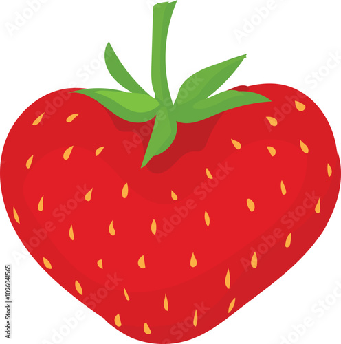 Cartoon strawberry on white background. Vector illustration.