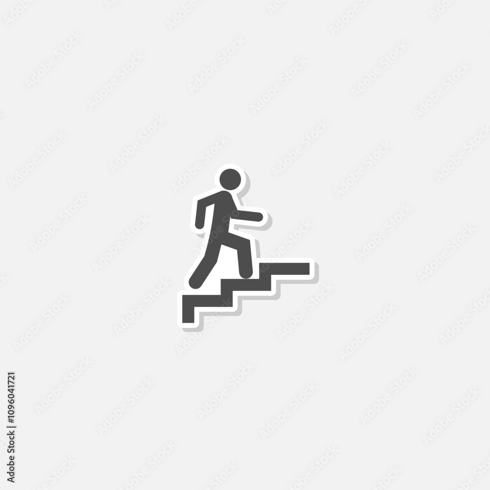 Man climbing stairs icon sticker isolated on gray background Man climbing stairs icon sticker isolated on gray background