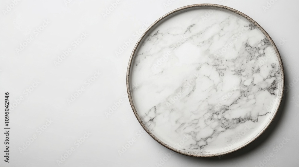 Marble cake plate with text space on white Marble cake plate with text space on white