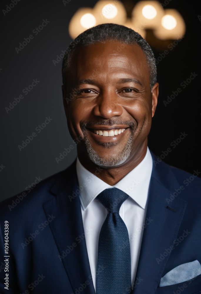 Portrait of an elegant middle-aged man smiling black businessman portrait Ultra realistic Photorealistic hyperdetailed photography soft light head and shoulders portrait cover Portrait of an elegant middle-aged man smiling black businessman portrait Ultra realistic Photorealistic hyperdetailed photography soft light head and shoulders portrait cover
