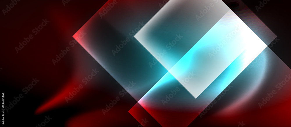 Glass squares with neon shiny light abstract background Glass squares with neon shiny light abstract background