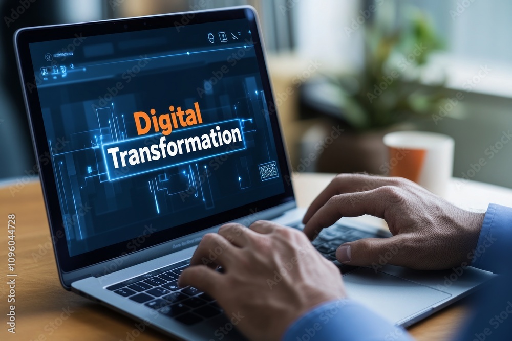 Digital Transformation on Laptop - Business Technology Trends Digital Transformation on Laptop - Business Technology Trends