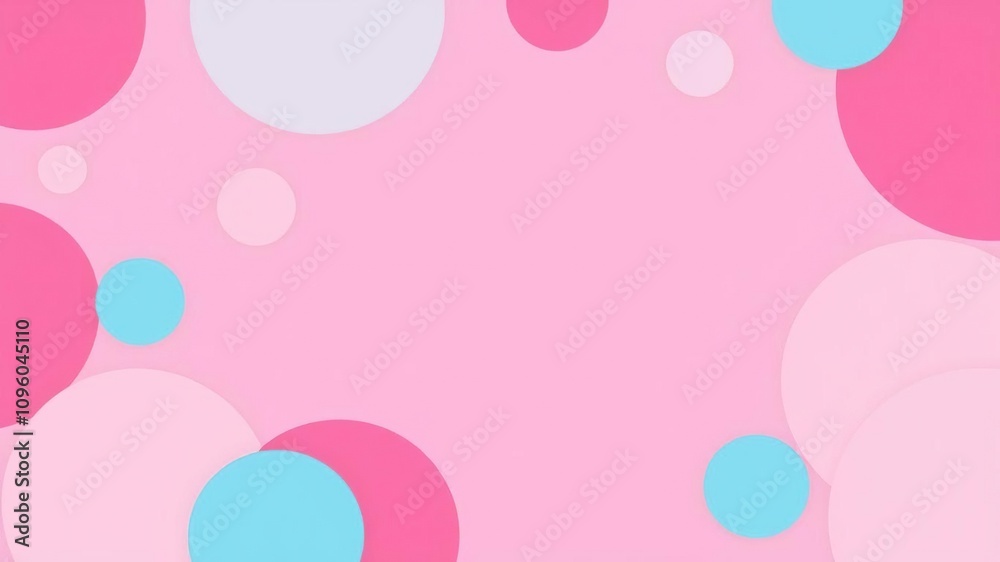 Pink background with abstract shapes in different sizes and colors overlapping and blending together, color play, pink background, overlapping shapes Pink background with abstract shapes in different sizes and colors overlapping and blending together, color play, pink background, overlapping shapes