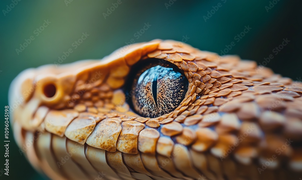 Fototapeta premium Close-up of a snake's eye showcasing intricate scales and texture.