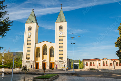 Church in Medjugorje by sunny day | Kościół w Medziugorje w słoneczny dzień | Crkva u Međugorju po sunčanom danu photo