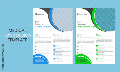  professional creative medical flyer design template, in A4 size ,creative professional leaflet or poster design layout.