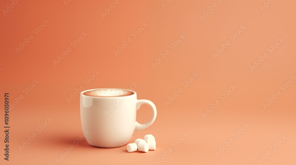 a cup of creamy hot chocolate with marshmallows, empty space in the center, Studio lighting setup,generative ai illustration a cup of creamy hot chocolate with marshmallows, empty space in the center, Studio lighting setup,generative ai illustration