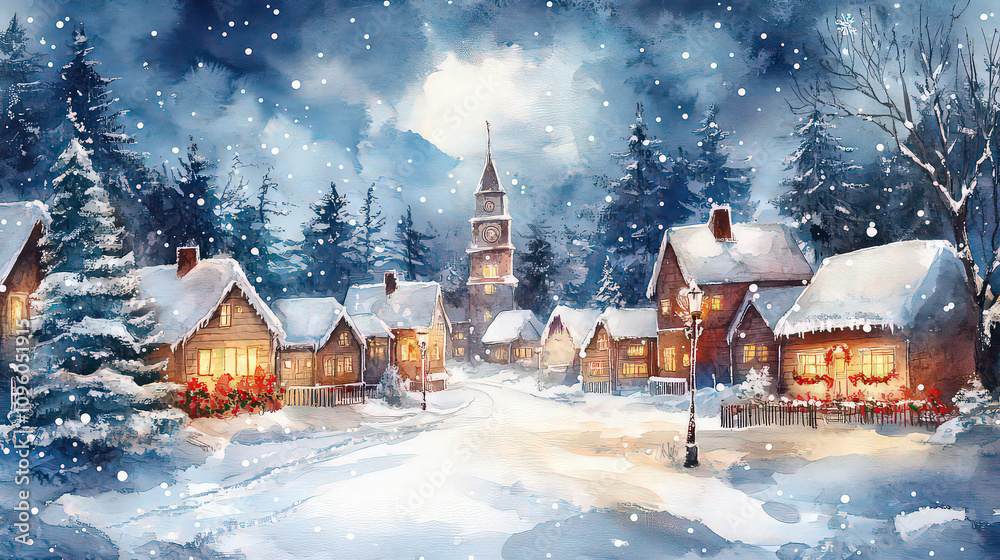 Christmas background, winter village landscape, cute Background design for invitation, card, social post, cover. Christmas background, winter village landscape, cute Background design for invitation, card, social post, cover.