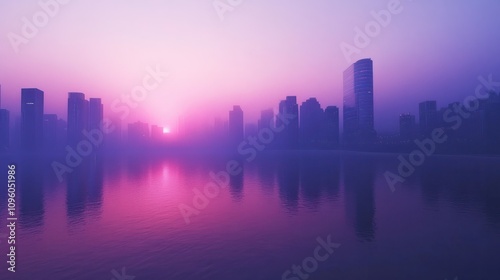 A Tranquil Futuristic Cityscape at Dawn