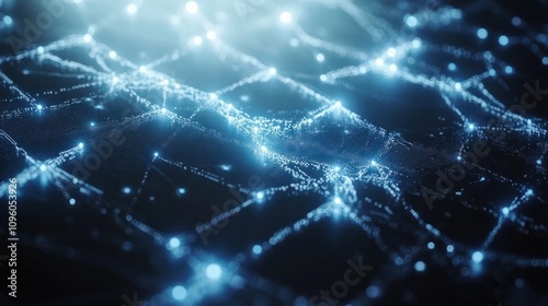 abstract tech network glowing blue connections on white backdrop digital data visualization futuristic interface ai concept geometric patterns clean design