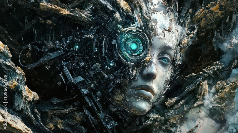 Fototapeta premium advanced artificial intelligence for the future rise in technological singularity using deep learning algorithms. Generative AI
