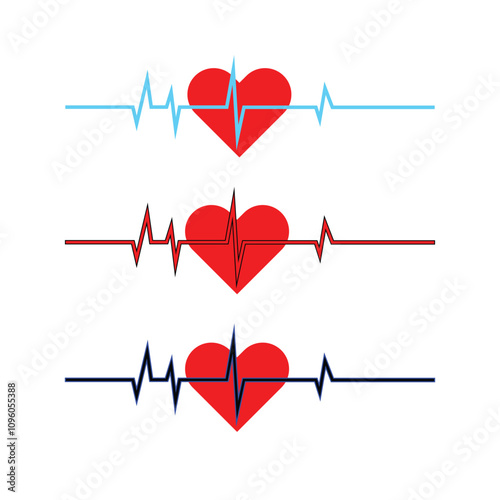 Heart rate icon set in solid style. Simple medical symbol vector illustration. Set of heartbeat icon. blood pressure , cardiogram, health EKG, ECG logo,