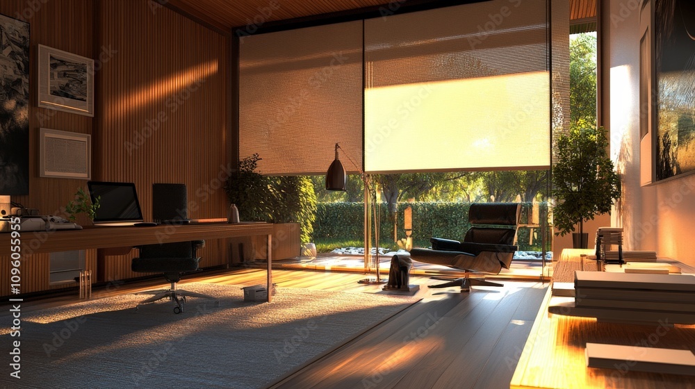 Modern Home Office Design With Natural Light And Wooden Walls Modern Home Office Design With Natural Light And Wooden Walls