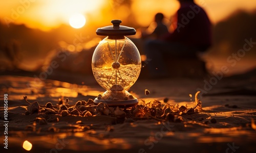 Sand Timer on Sandy Beach photo