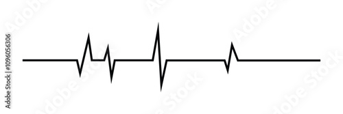   Heartbeat Line Icon black, Healthy Pulse Rhythm Linear Pictogram. Pulse Rate. Brutalism Heart Beat Symbol PNG on Transparent Background.