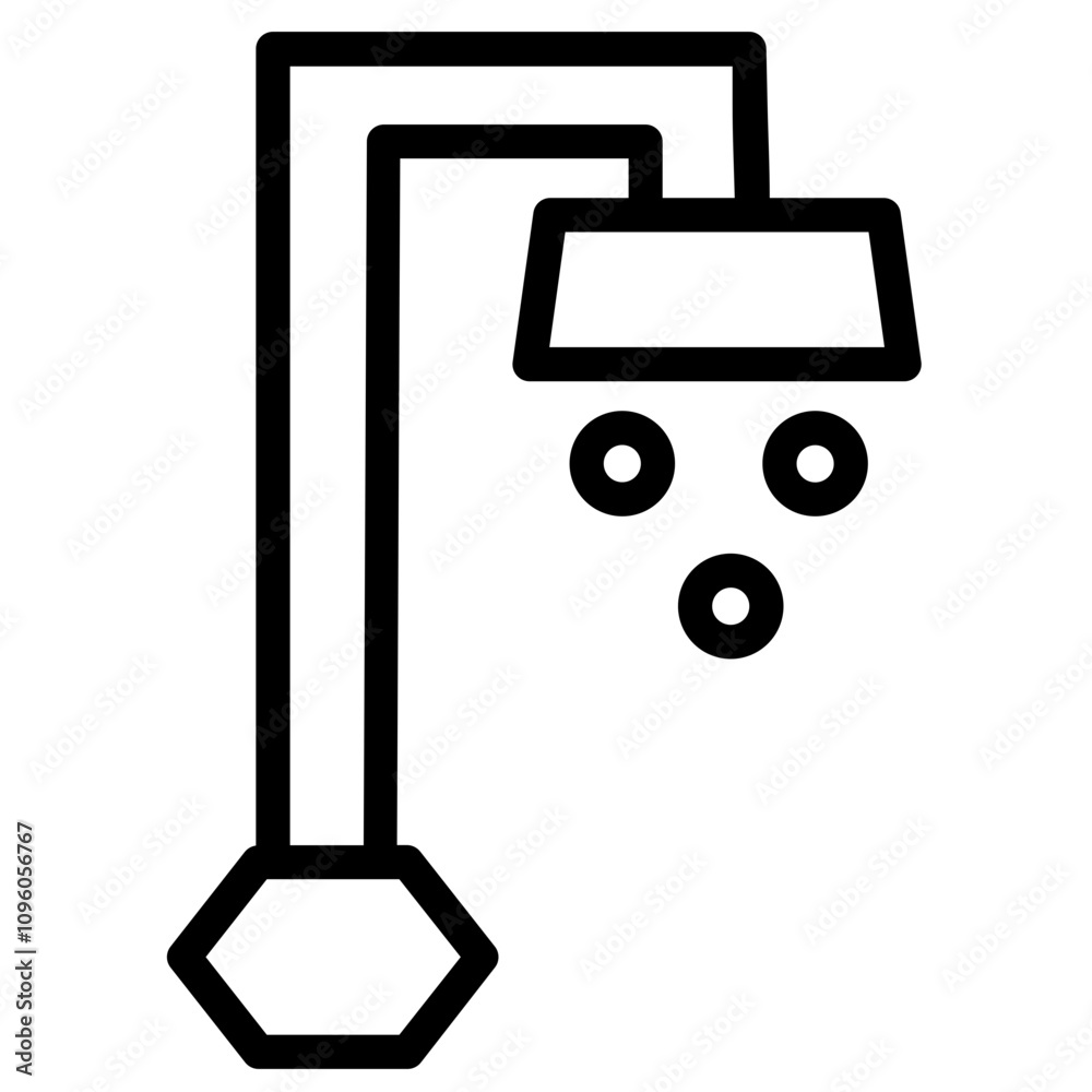 Hotel Shower Water Line Icon