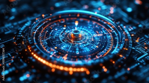 Wallpaper Mural Abstract digital design featuring circular patterns and glowing elements. Torontodigital.ca