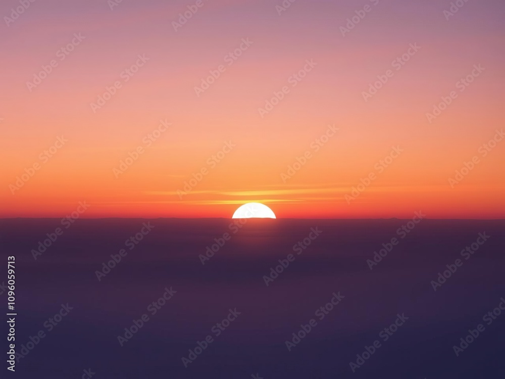 Softly glowing sunset over the horizon with warm golden hues and gentle pink shades, evening sky, scenery, cloud