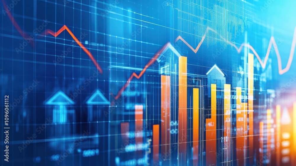 Abstract Visualization of Financial Data with Rising and Falling Trends