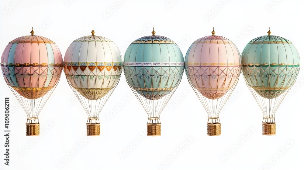Fototapeta premium colorful hot air balloons isolated on white background 