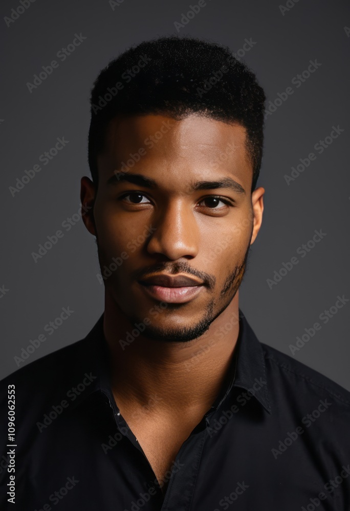 Portrait of a handsome young man in a black shirt over grey background black businessman portrait Ultra realistic Photorealistic hyperdetailed photography soft light head and shoulders portrait cover Portrait of a handsome young man in a black shirt over grey background black businessman portrait Ultra realistic Photorealistic hyperdetailed photography soft light head and shoulders portrait cover
