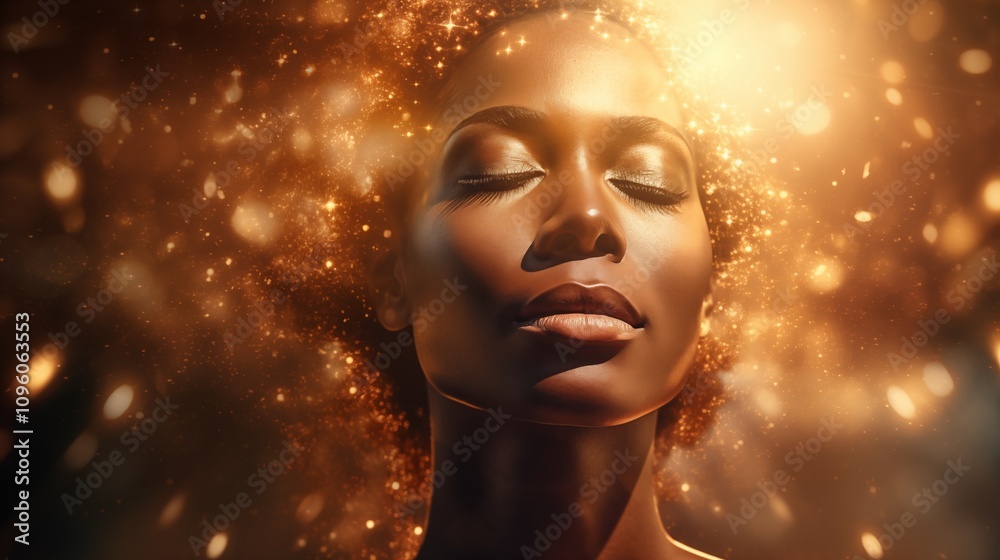 a double exposure of a person with a sky full of stars inside, space on the left side, Golden Hour Lighting,generative ai illustration a double exposure of a person with a sky full of stars inside, space on the left side, Golden Hour Lighting,generative ai illustration