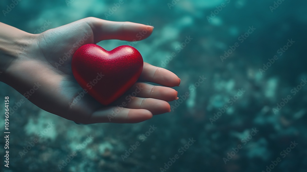 Romantic display of vibrant red hearts cupped in hands picture Romantic display of vibrant red hearts cupped in hands picture