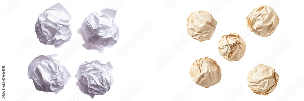 Naklejka premium Set of crumpled paper ball isolated on a transparent background