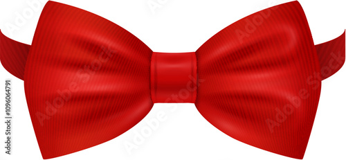 Red bowtie. Elegant neck bow realistic mockup