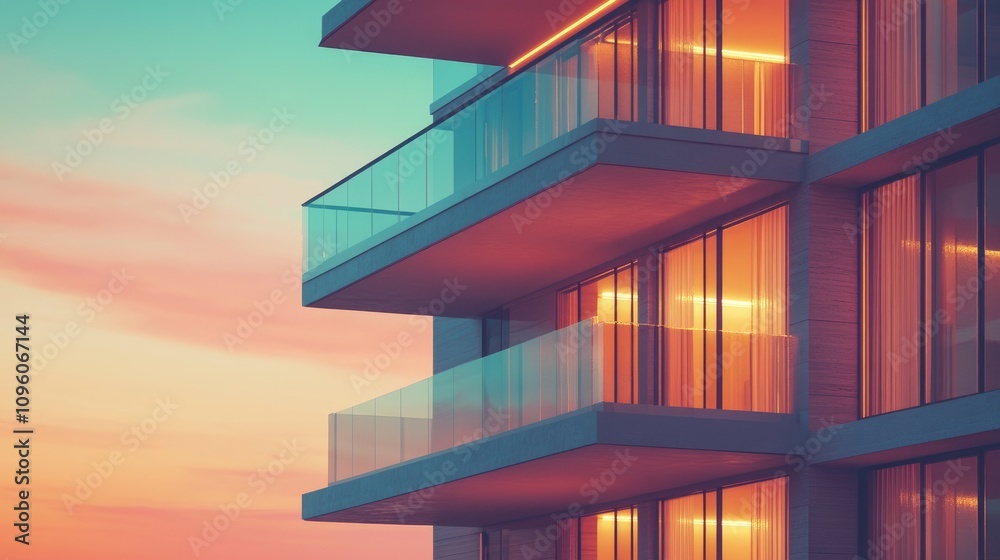 Fototapeta premium Modern 3D Rendering of Sleek Apartment Building