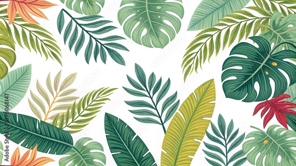 Tropical Leaf Pattern Seamless Background, tropical leaf patterns, garden scene, botanical prints Tropical Leaf Pattern Seamless Background, tropical leaf patterns, garden scene, botanical prints