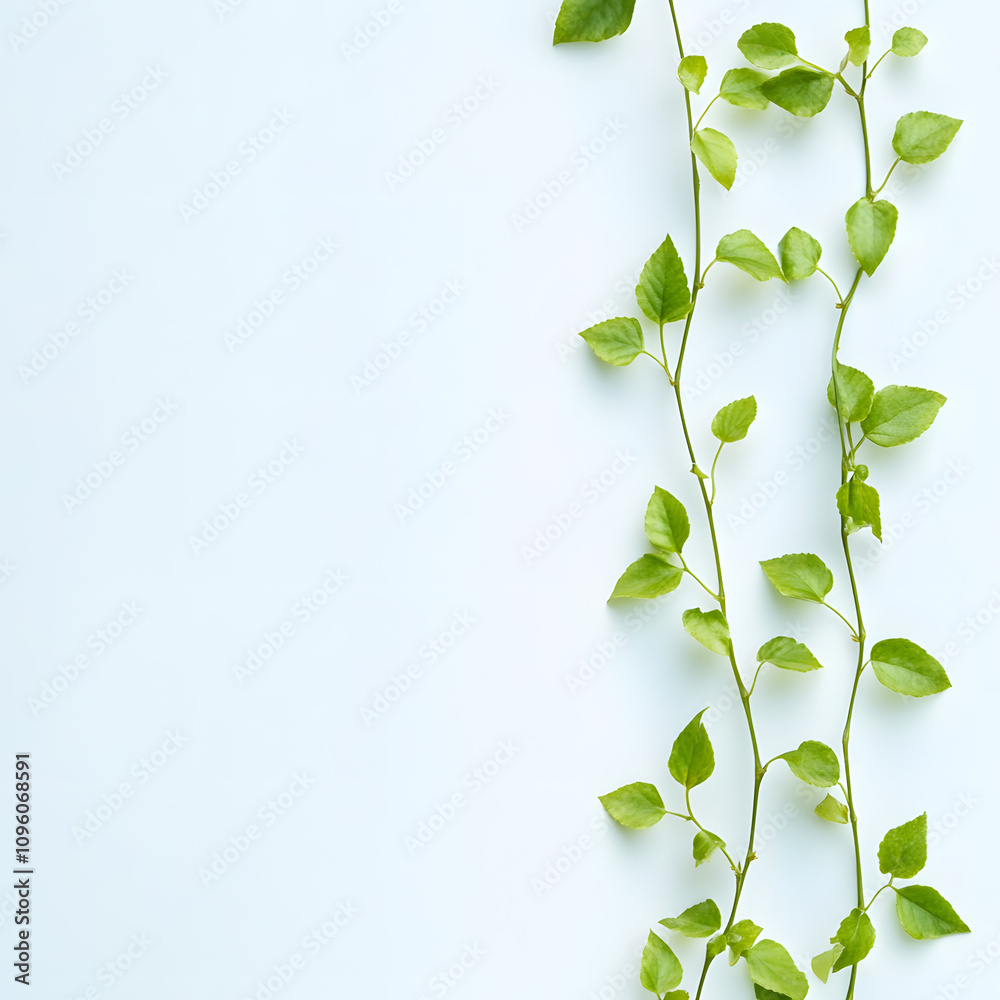 Obraz premium modern 2D doodle cartoon flower concept with open space for text, featuring whimsical floral and leafy elements on crisp white backgrounds.