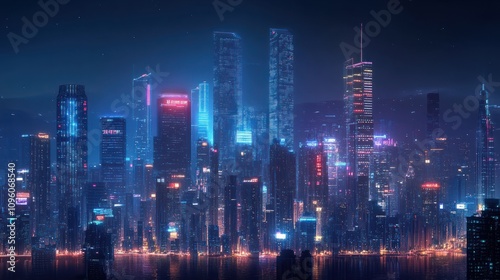 Wallpaper Mural Shenzhen skyline cityscape with skyscrapers in downtown panorama at night in Shenzhen, China, Shenzhen, China, skyline Torontodigital.ca