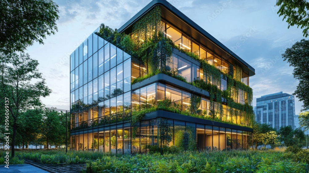 Obraz premium Modern Eco-Friendly Glass Office Building Design