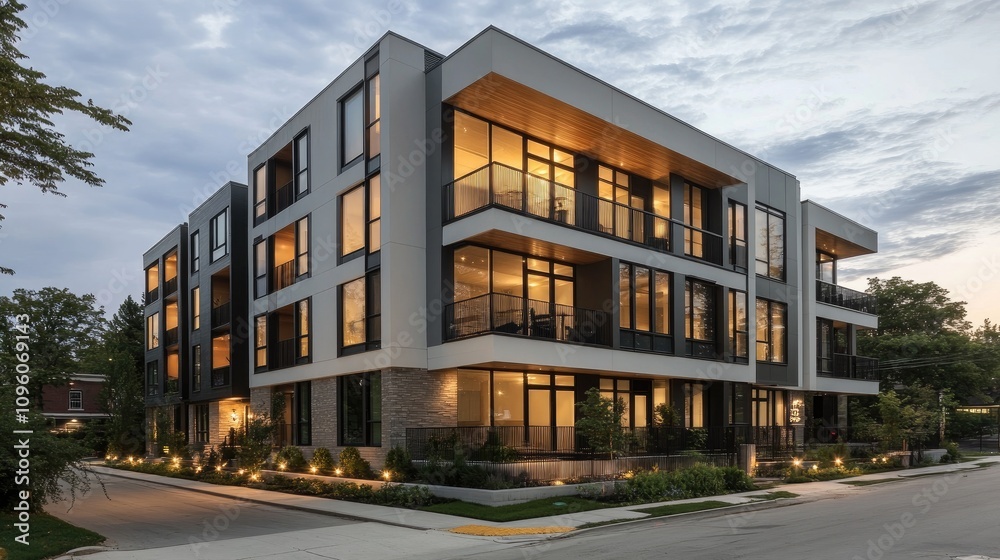 Modern Sleek Multi-Storey Apartment Building Exterior Modern Sleek Multi-Storey Apartment Building Exterior