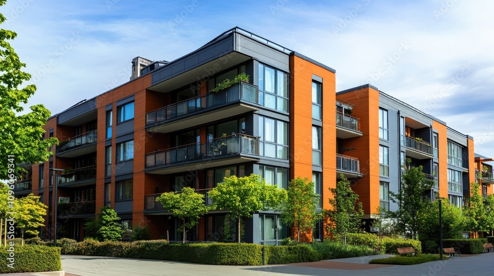 Modern Stylish Apartment Complex in Greenery Modern Stylish Apartment Complex in Greenery