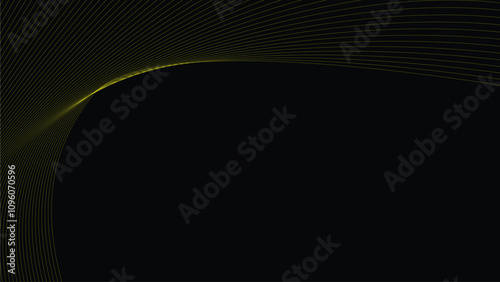 Black abstract backround with yellow curve line for backdrop or presentation
