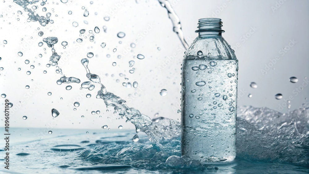 Water bottle with bubbly water slowly leaking out, water spill, liquid flow, pouring liquid Water bottle with bubbly water slowly leaking out, water spill, liquid flow, pouring liquid