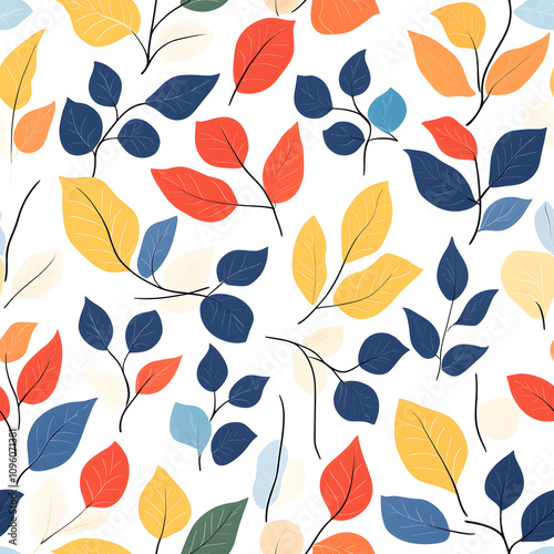 Wallpaper Mural Floral flowers and beautiful colorful leaves wallpaper seamless pattern for interior decoration or background. Torontodigital.ca