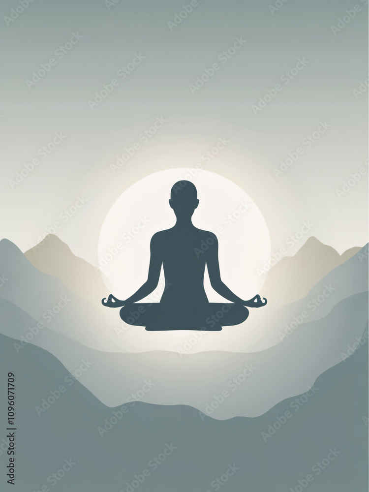 A person meditating in a serene, soft-hued sky backdrop. A person meditating in a serene, soft-hued sky backdrop.